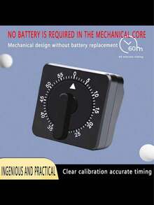 1 st 60-minuters mekanisk kökstimer, matlagningstimer med hög klocka utan batteri, köksinlärningshanteringstimer - Multifärgad - Visa 6