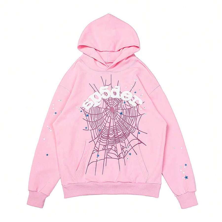 Hip Hop Spider Hoodie Set Y2K Zippered Pullover Sweatshirt For Men Matching Couples Hoodies - 粉色 - 查看 1