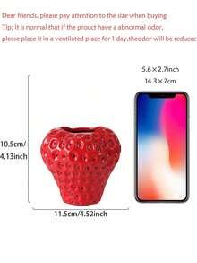 1 Stück kreative Erdbeervase, hochwertig und elegant, geeignet für exklusive Wohndekoration, künstlerische Dekoration und einzigartige Obst- & Blumenarrangements. Süß erdbeerförmige Vase, liebevolle fruchtthematische Dekoration für den Schreibtisch Zuhause. - Verschiedenfarbig - Übersicht 12