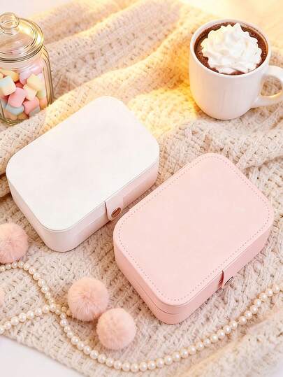 1pc Retro Style Dual Layer Portable Jewelry Box, Suitable For Earrings, Rings, Necklaces, Bracelets, Cosmetic Bag, Women's Gift, Travel Essential, Travel Accessory, Travel Bag, Holiday, Back To School, Jewelry Box - Faux Leather Lining For Earrings, Rings And Necklaces - Perfect Valentine's Day Gift