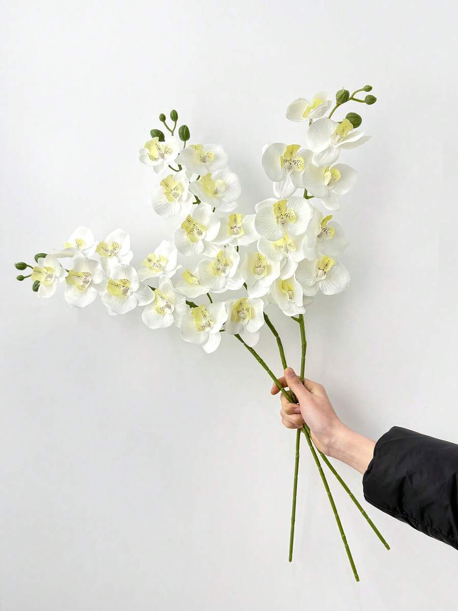 5支 27英吋人造蝴蝶蘭花莖，人造蘭花，適用於居家辦公室婚禮裝飾、學校宿舍、場景布置、房間裝飾、派對與節日裝飾、臥室配件裝飾