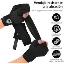 Vendas de boxeo, guardamanos de boxeo, vendas elásticas para manos, paquete de 2 vendas deportivas (5 m), vendas para artes marciales mixtas Guardamanos elásticos para protección de muñecas y nudillos - negro - Ver 6