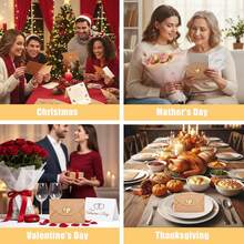 5/25/50 Juegos de Mini Sobres con Broches con Forma de Corazón Dorados, Incluye Tarjetas en Blanco, Adecuado para Bodas, Fiestas, Cumpleaños, Acción de Gracias, Tarjetas de Felicitación, Graduaciones (4.13 X 2.76 Pulgadas), Día de San Valentín y talla grande - Marrón - Ver 7