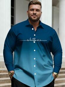 Men's Plus-Size Shirts, Men's Plus-Size Shirts, Printed Machine Washable Casual Long-Sleeved Shirts.