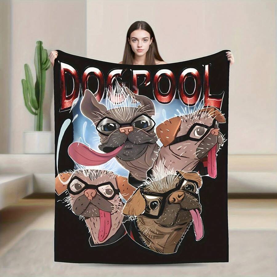 Deadpool & Wolverine Dogpool Sketchy Hero Faces Plush Blankets Fashion Throw Blankets For Bed Sofa Couch 200x150cm Quilt - 款式5 - 查看 1