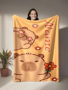 1pc Customizable Capybara Blanket – Soft, Cozy, And Warm Personalized Throw For Home, Office, Or Camping – Perfect Gift For Friends And Family, Personalized Blanket - Multicolor - View 14