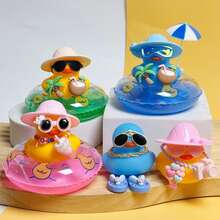 1 Set Of 33pcs Random Cute Duck Style Accessories Set Including Hat, Glasses, Swim Ring, Necklace, Slippers And More Adorable Duck Party Decorations For Summer Pool Party, Car Decor - A - View 1