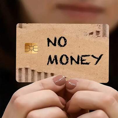 2pcs "Funny NO MONEY" Waterproof Stickers Credit Card Skin Cover - Ultra-Thin, High-Quality, Scratch-Resistant Stickers For Credit Cards, Bank Cards, And Bus Cards. Removable And Self-Adhesive, Fits Most Cards. Ideal Gift For Friends, Decorative Stickers For Men And Women.