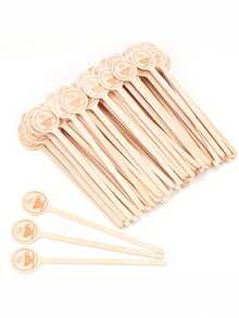30pcs Wooden Coffee Stirrers, Disposable Party Tableware Wooden Round Coffee Stirrers, Bar Cocktail Disposable Drink Stirrers, Suitable For Outdoor Activities, Weddings, Parties, Cafes, Dessert Shops - Multicolor - View 1