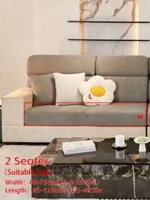 1pc Leaf Print Sofa Cover, High Elasticity & Easy-Clean Slipcover, Full Coverage Anti-Slip Design For Living Room - Grey - View 17