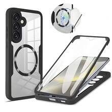 Hadaasi 1pc Black Magnetic Wireless Charging 360° Full Coverage Phone Case, [Built-In Screen Protector] Dual-Layer Shockproof Anti-Dust Transparent Phone Case, Compatible With IPhone 17 Pro/17 Pro Max/Apple Air/17/16 Pro/16 Pro Max/16 Plus/16/16 E/SE4 And Galaxy S26 Ultra/S26 Plus/S26/S25 Ultra/S25 Plus/S25/S25 Edge/S25 FE/A17/A07/A56/A36/A26/A55/A35/A25/A15/A24/A34/A14/A16/A06 - Black - View 2