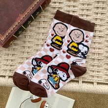 1/3/5 đôi tất dài đến bắp chân hình hoạt hình Snoopy, tất thể thao mềm mại thoải mái dành cho nam và nữ, phù hợp cho mọi mùa, tất thể thao đôi thường ngày, quà tặng cho các cô gái. - Nhiều màu - Xem 9