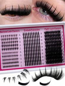 200D/160D/120D/100D80D/60D 4 IN 1 Lash Clusters Long 6-20mm Lash Spikes Lower Eyelashes Reusable Bottom Lashes 305pcs/295pcs/285pcs/275pcs/265pcs Eyelash Clusters Volume Individual Lashes DIY Spiky Lash Extension Manga Cluster Eyelash Extensions Mink Strips Lashes Thick - D - 查看 15