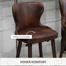 Set Of 2 HOMCOM Bar Stools, Elegant Bistro Chairs With Footrest And Backrest, Dining Chair, Brown PU, 52 X 53 X 101 Cm - Maroon - View 6