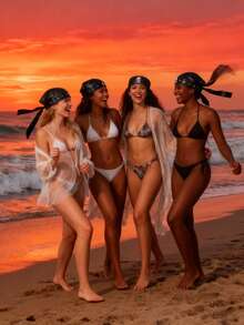 Icebanner WoMen's Punk Style Skull Cap - Black Studded Faux Leather Bandana Head Wrap With Metal Trim, Adjustable Biker Doo Rag For Motorcycle & Hip Hop Fashion, Hats For Women - 1pc - 查看 9