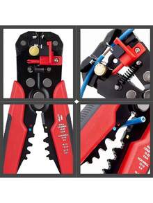 Professionell automatisk kabelskalare - Multifunktionell, 24-10AWG-räckvidd, snabb avisolering och kapning av kabelkrymptång med halkfritt handtag, för hemrenovering, reparation av apparater och bilunderhåll, manuellt verktyg för elektriker