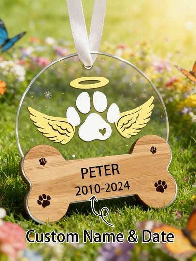 1 pieza Decoración colgante de acrílico personalizada para conmemorar a las mascotas, colgante personalizado, regalo conmemorativo para amantes de las mascotas, recuerdo para soldados caídos, regalo de condolencia, memorial por pérdida de mascota, regalo, recuerdo, 9*11cm, regalo para él