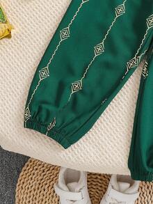 3pcs/Set Young BoyCasual Comfortable T-Shirt, Vest And Pants Outfit, Summer - Green - View 9