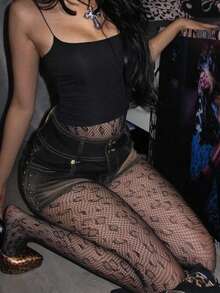 女士渔网袜 - 豹纹印花，性感大胆，适合约会之夜、派对和情人节大胆礼物 - 彩色 - 查看 2