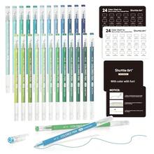Shuttle Art Colored Pens, 24 Blue & Green Tone Colors Cute Journal Pens 0.6mm Fine Point Colored Gel Pens For Black Paper Adult Coloring Writing Drawing Journaling Note TaFKing Schoolsss Office Home - 24色 - 查看 1
