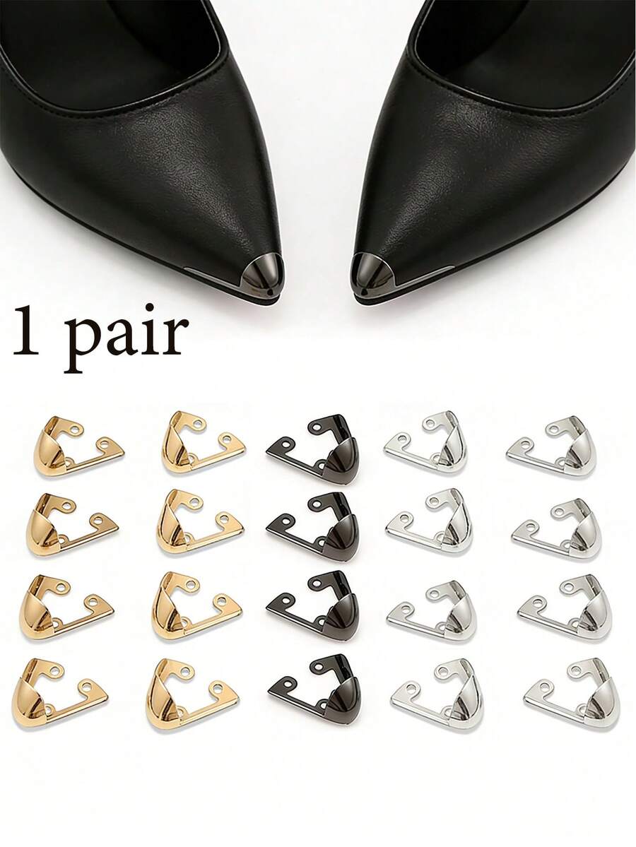 2个金属鞋头保护套，防止踢伤，保护鞋尖，实心鞋头套，优雅美观，适用于女士高跟鞋、靴子和浅口鞋，可用于鞋子装饰、保护和维修。可作为复活节礼物、母亲节礼物、独立日礼物、旅行必备品、派对礼品和婚礼礼物。 - 彩色 - 查看 1