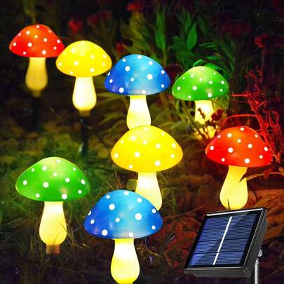 8 Pcs Solar Mushroom Lights For Garden Decor, 8 Modes Waterproof Outdoor Garden Mushroom Lamp, Multi-Colored Solar LED Fairy Lights For Christmas Halloween Yard Lawn Spring Garden Decor