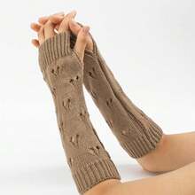 Mrotrida Women's Punk Fingerless Glove Cosplay Ripped Gloves For Halloween Costume Party 1Pair,HeartKhaki - 心卡其色 - 查看 5