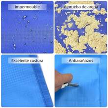 Manta de Playa 200 x 210 cm Compacta Alfombras para Picnic Impermeable y Resistente a La Arena Plegable Tapete de Viaje con Bolsa portatil para Playa Cesped Parque Senderismo Camping Yoga - Azul - Ver 3