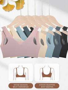 5-Piece Set Of Women's Bras, With Adjustable Front Snap Design, Providing Shaping And Firming Effect, Making The Breast Shape More Rounded And Upright. One-Piece Non-Detachable Padding, Which Doesn't Fall Out Of The Cups. Strong Elasticity, Comfortable Fit, Suitable For Daily Wear Bras. - 彩色 - 查看 2