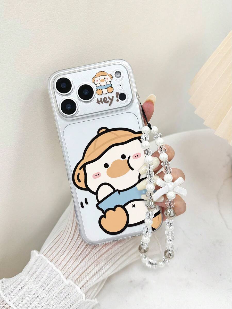 1个透明鸭子彩绘加厚防摔保护手机壳，附赠串珠手链配件，兼容 17 Pro/17 Air/17/17 Pro Max/16/11/16 Pro/16 Plus、Galaxy S25/S25 Plus/S25 Ultra/A16/A36/A26/A56/A50/A12/A32/A52、11/12 Pro/12/12 X/13 Pro/14 Pro/15 Pro、Redmi 10/9/Note9/12c/Note11 Pro/Note8 Pro - 彩色 - 查看 1