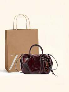 Nueva bolsa de mano elegante con decoración de pliegues en forma de nube, bolso de hombro versátil de unicolor minimalista y vintage al estilo coreano/europeo, adecuado para uso diario, ir al trabajo, compras, vacaciones, regalo para la novia - Multicolor - Ver 2