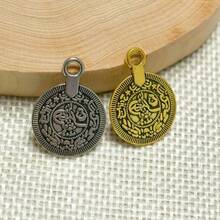 30个23x18mm复古银色圆形硬币吊坠，可刻字，适用于DIY项链、手链、钥匙扣等饰品制作配件 - 多色 - 查看 2