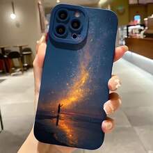 2026 nueva funda de teléfono esmerilada, funda de teléfono diseño de silueta de persona en el cielo de la galaxia para  17 15 Pro Max  17 14 Pro  17 13  17 12  Galaxy S23 S22 S21 funda protectora para teléfono regalo de pareja para novio novia regalo de San Valentín cumpleaños - Negro - Ver 4