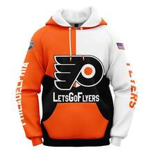 Philadelphia-Flyers Men'S Stylish 3D Lion Print 2pcs Athletic Wear Set - Long Sleeve Hoodie & Joggers, Casual Outdoor & Gym Wear For Spring/Fall, Football Team Pattern Design, Comfortable & Breathable Fabric, Perfect For Comfortable Fit - 彩色 - 查看 2