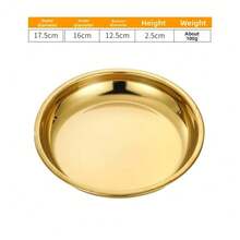 银色不锈钢圆形浅盘 易清洁食品容器 户外露营托盘 防锈野餐小吃盘 甜点盛盘 - 彩色 - 查看 14