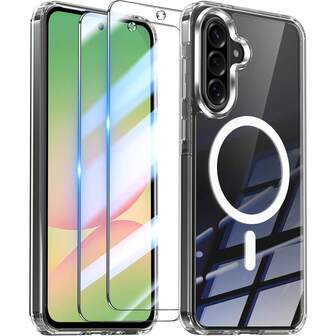 9H Coated Screen Protector For Samsung Galaxy A56, A36, A16, A17, S25 FE, Military-Grade Protective TPU Magnetic Case, Transparent Shock-Proof Protective Case For S25 Ultra, S24 Ultra