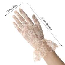 QPIXVB Lace Gloves - Women's Tea Party & Bridal Wedding Gloves,Beige - 淺褐色的 - 查看 3