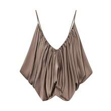 Áo hai dây xếp ly bằng satin gợi cảm, thời trang nữ mùa hè DEEKA. - màu nâu - Xem 2