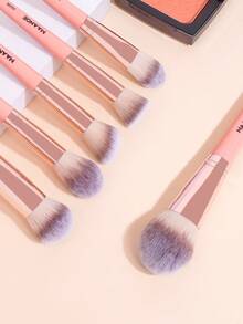 MAANGE 18pcs Professional Makeup Brush Set, Soft Fiber Material, Portable, Including Foundation Brush, Eyeshadow Brush, Blending Brush, Eyebrow Brush, Travel Makeup Brush Kit - Watermelon Pink - View 9