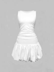 Đầm ngắn màu đỏ không tay cổ tròn thanh lịch dành cho nữ của DEAR MOLLY, thích hợp để mặc ngoài như váy dạ hội, hoàn hảo cho các buổi đi chơi, tiệc tùng, hẹn hò. Màu trắng mùa xuân. - trắng - Xem 4