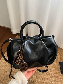Nueva bolsa de mano elegante con decoración de pliegues en forma de nube, bolso de hombro versátil de unicolor minimalista y vintage al estilo coreano/europeo, adecuado para uso diario, ir al trabajo, compras, vacaciones, regalo para la novia - Multicolor - Ver 12