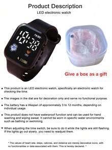 1pc Unisex Fashion Football Heart Pattern Silicone Electronic Watch, Displays Time & Date, Suitable As Christmas, Birthday Gift Or Daily Use, Comes With 1 Storage Box - Multicolor - View 8
