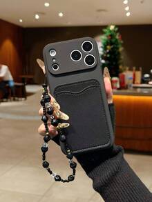 Minimalist Rhombus Crossbody Strap Phone Case + Card Slot Ultra Wallet Lanyard Thick Shockproof Phone Protective Cover Compatible With Iphone 16/16 Pro/16 Plus/16 Pro Max, 15 Pro Max, 13/14/11/12 Series, Galaxy A/S Series, Redmi Series - Black - View 4