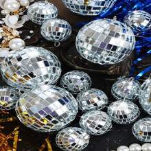 10pcs Disco Ball Set In Assorted Sizes - 1.18/1.57/3.15 Inches - Various Round Silver Disco Balls, Suitable For 70s 80s Disco Themed Birthday, New Year, Party, Home Decor, Halloween, Christmas Gifts, Disco Ball Decorations - Silver - View 5