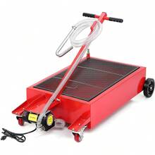 Bandeja de drenaje de aceite de perfil bajo, bandeja de drenaje de aceite eléctrica de 20 galones con bomba eléctrica de 110 V, manguera de 8 pies y manija plegable, carrito con ruedas para automóviles, camiones, autobuses y vehículos recreativos. - rojo - Ver 1