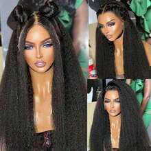 NATAN Yaki Black 30Inch Long Kinky Straight Lace Front Wig For Women With Baby Hair Synthetic Preplucked Glueless Daily Wear Wig - Natural & Black - View 6