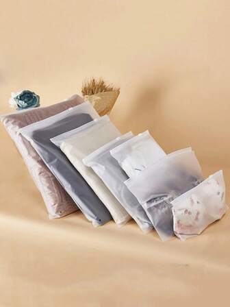 1/5/10/50PCS Matte EVA Transparent PE Zipper Bag Clothing Storage Bag, Essential For Travel Classification And Organization, Home Out Of Season Clothing Packaging, Bedroom Storage Bag, Organizing Bag, Home Storage