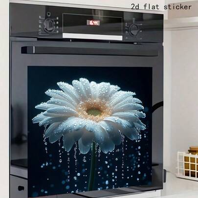 1pc Beautiful White Flower, Butterfly, Bird Kitchen Oven Dishwasher Decorative Sticker, Gracefully Dancing Butterflies, Blooming Flowers Make You Love The Kitchen