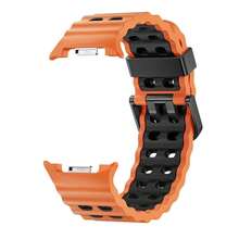 Marine Silicone Sport Band Compatible With Samsung Galaxy Watch 8 Classic 46mm Men Women, Soft Silicone Sport Breathable Band For Galaxy Watch 8 Strap 44mm 40mm,1*Orange/Black - 1*橙色/黑色 - 查看 3