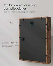 SONGMICS Marco de Fotos, 38 x 30 cm, con Pinzas, Alfileres de Palo, Frente de Vidrio, Reverso de Tela de Lino, Borde de MDF, Marrón Rústico MRPF009KD01 - 1 - Ver 7